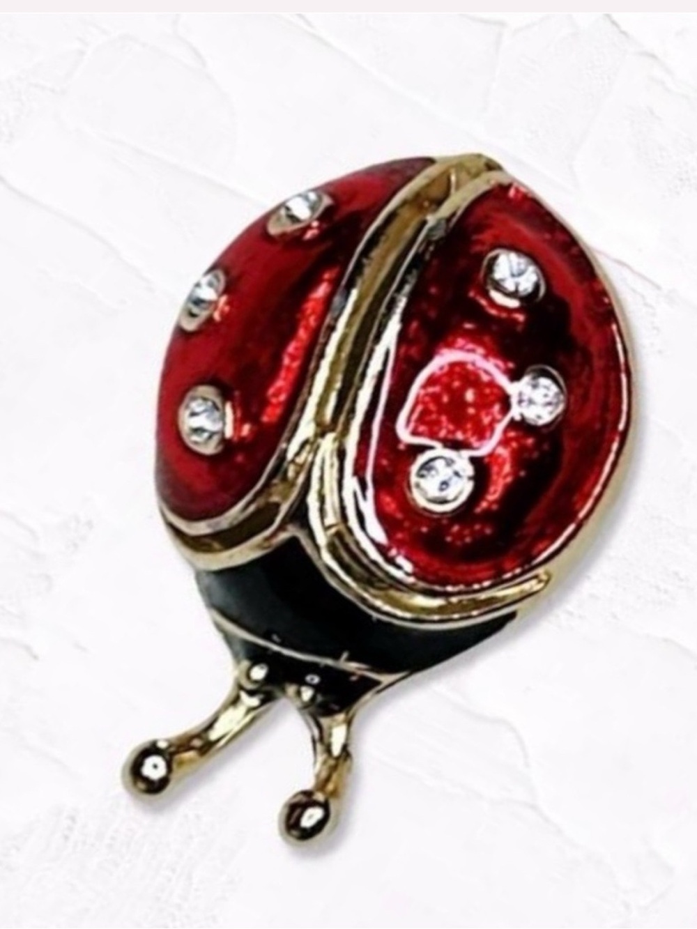 Vintage Ladybug Brooch with enamel and Rhinestones
